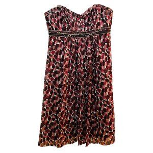 BCBGMaxAzria Multicolor "Dubonet Combo" Silk Beaded Strapless Mini Dress Sz 2